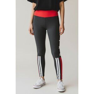 Victorias Secret Pink Yoga Leggings XS Gray/Pink With White Stripes & Lettering